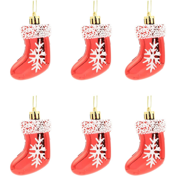 Glittrande & Glitter Julstrumpor Prydnad - 6-pack Dekorerad Julgranskula Dekoration