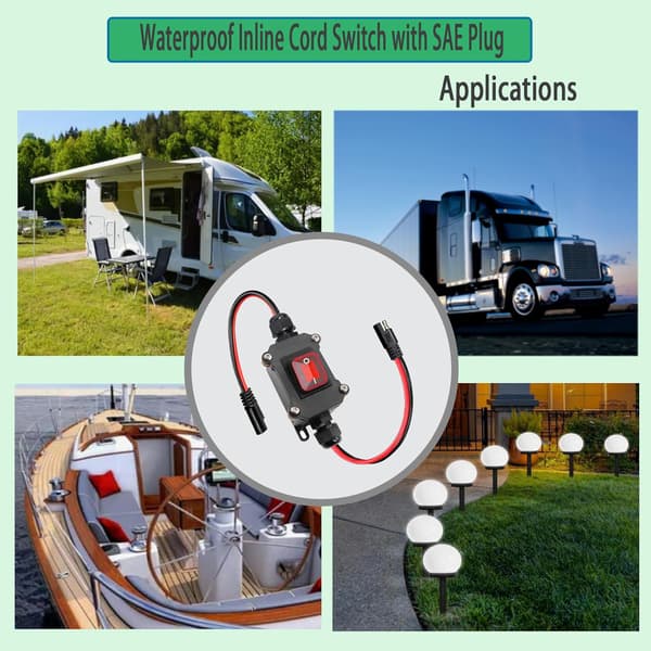 DC 12V Inline Power Switch Quick Connect/Disconnect-afbrydere Power Header Switches SAE til SAE-kabel med tænd/sluk-afbrydere til solpaneler,