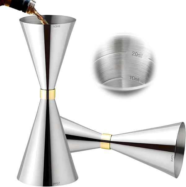 wxsp- Jigger Mätglas - 30/45ml - Barverktyg med Skala - Silver - 1