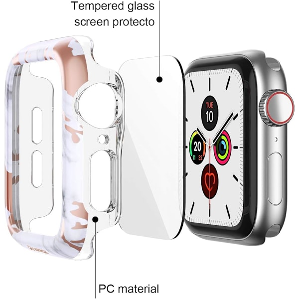 Etui til Apple Watch Series 6/5 /4 /SE 44mm Indbygget hærdet glas