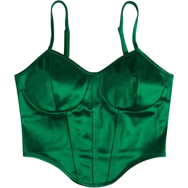 Kvinners asymmetrisk hem spaghetti stropp buet sateng crop cami topp