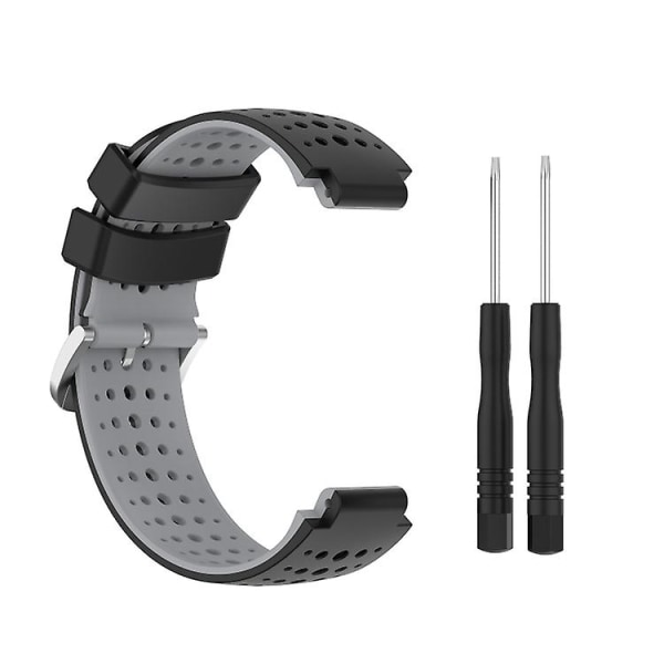För Garmin Forerunner 735xt Silikon Sport Tvåfärgad Klockarmband JGP Black-Grey