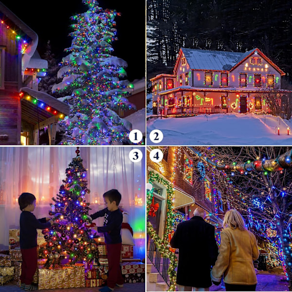 Julelys med fargeskift, 328FT 800 LED juletrærlys utendørs med 8 moduser og timer, RF fjernkontroll vanntett RGB RGB