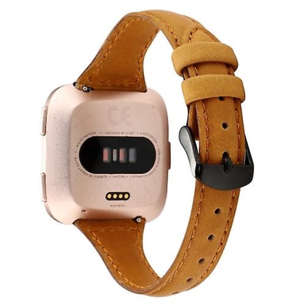 For Fitbit Versa Crazy Horse Texture Ægte Læder Rem XGW Light Brown