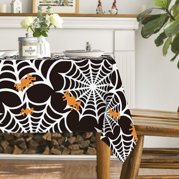 Halloween-duk 60x84 tommer rektangulær, Spier Web Pattern Cobweb Scary Theme Vaskbar Duk for Fest Piknik innendørs ecor Svart 60×8 Svart