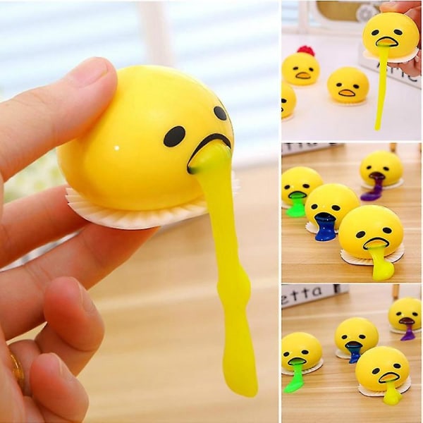 Gudetama ägg leksak nyhet Sts Relief Squeeze Yolk Vomiting Egg Fidget Sensorisk leksak Present för alla åldrar Ny KPW