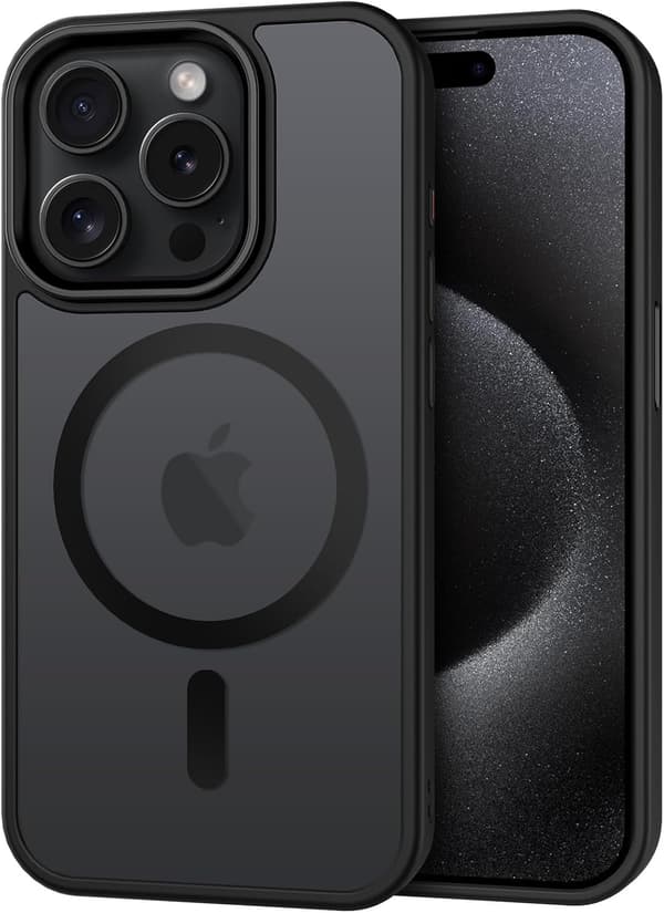 Magnetisk etui til iPhone 15 Pro Max 2023 (6,7 tommer) - MagSafe-kompatibel, stødsikker, sort