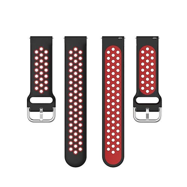 Til Fitbit Versa 2 / Versa Lite / Blaze 23mm Sports To-farvede silikone-erstatningsrem urrem PGE Black Red
