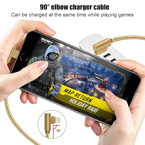 iPhone-lader, [Apple MFi-sertifisert] 3-pakning 6 fot 90 graders iPhone