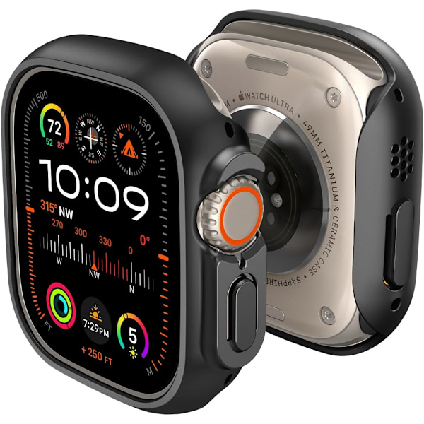 Thin Fit Skal Designat för Apple Watch Ultra 2/1 49mm Lättviktigt Hårt PC-skydd - Svart Svart