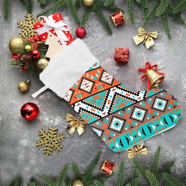Julklapp, personliga julklappsstrumpor set om 2 Tribal Aztec tema 45,7 cm julstrumpor hängande prydnad spis för träddekoration