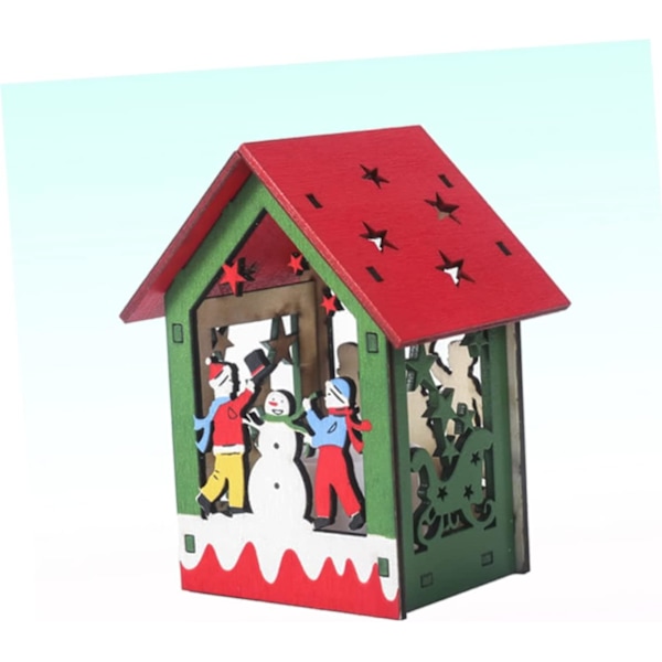 Julgransprydnader Miniatyr Julby Lyser Upp Träjulhus