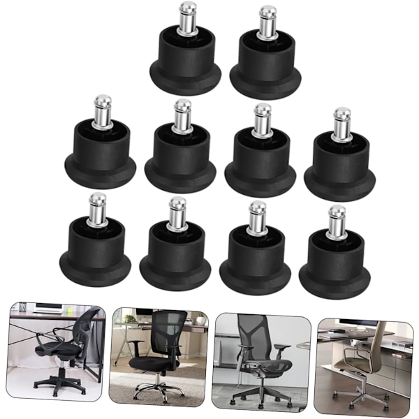 10 stk Stolfeste fotpute korte profilglider Caster Stolhjul Stopper Skrivebordsstol Glider Nivelleringsglider Tepper for Kontorstol Fast Stopper Svart