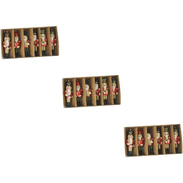 18 pcs Christmas Nutcracker Dinning Table Decor Micro Wooden Clips Nutcracker