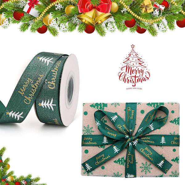 10 meter julband tryckt God Jul Grosgrain-band (2 cm bred)