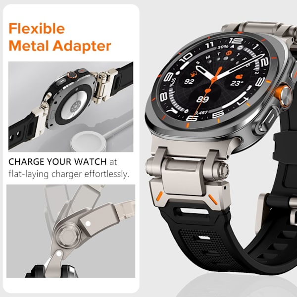 Mjukt silikonband för   Galaxy Watch Ultra 47 män kvinnor, brett robust slitstarkt silikonband med ny uppgraderad metalladapter, vattentätt andningsbart