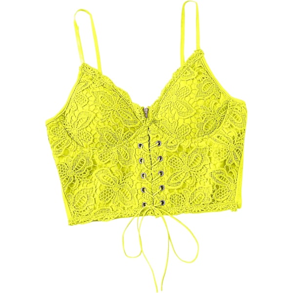 Kvinners øyelokk blonder opp snøring ermeløs spaghetti stropp glidelås bak avling camisole cami