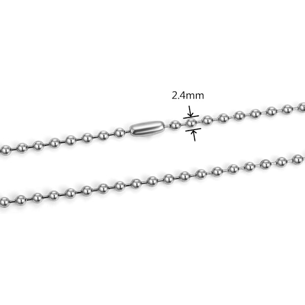 32 fot rustfritt stål kulekjede med 20 matchende koblinger 2,4 mm diameter kulekjede