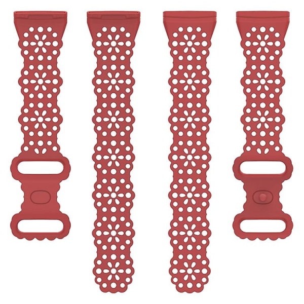 För Fitbit Versa 4 / 3 / Sense 1 / 2 Spetsad ihålig silikonklockarmband HWP Red