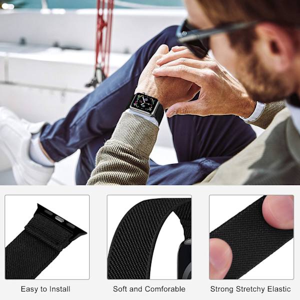 Strækbare nylon solo-remme, der er kompatible med Apple Watch
