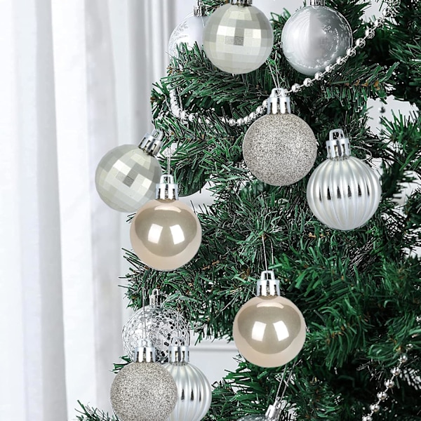 28 st krossäkra julgranskulor i 4 klassiska ytbehandlingar för jul