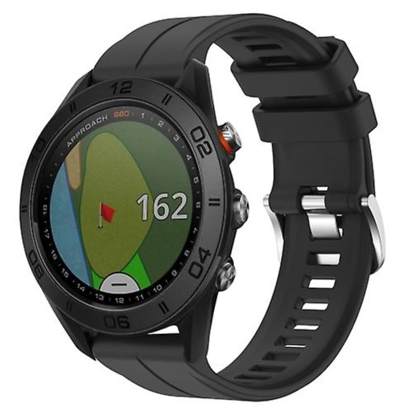 Til Garmin Approach S60 22mm ensfarvet silikoneurrem MTT Black