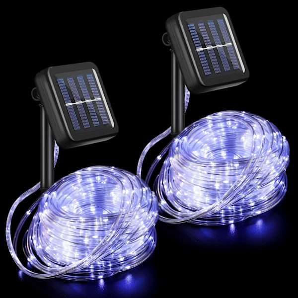2 stk. Hver 100ft 300 LED Solcelle Reb Lyskæder Udendørs Vandtæt Camping, 8 Tilstande Streng Lys Klar PVC Rør Belysning til Fest Have Gård Bryllup