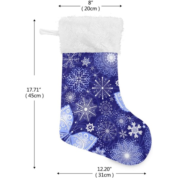 Julklapp, Personliga Julklappsstrumpor 2-pack Vit Snöflinga Blå Jul 45,7 cm Julstrumpor Hängande Ornament Eldstad