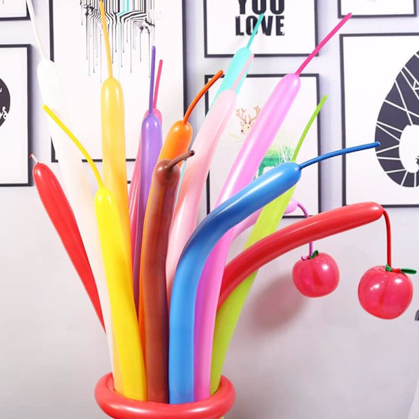 100 stk magiske ballonger, fargerike lange latexballonger som vrir seg