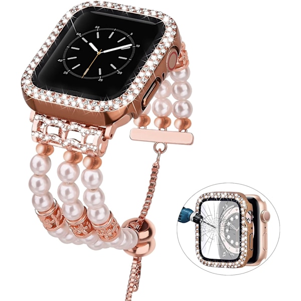 Pacelet Kompatibel med Apple Watch Band 40mm 44mm Kvinner med Bling