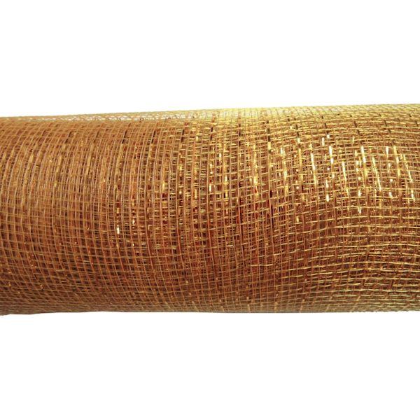 10 tommer x 30 fod (10 yards) - Metallic Poly Mesh Bånd (Tan/Guld)