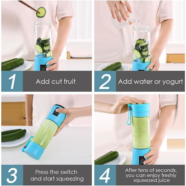 Bärbar mixerflaska (350 ml) - Mini juice mixer med USB-laddningsbar kopp
