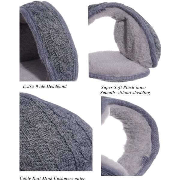 Foldbare ørevarmere for kvinner. Vinterørevarmere/deksler. Kabelstrikket loddent fleece