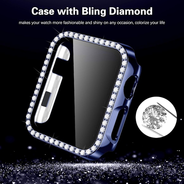 Hårt fodral för Apple Watch 42 mm, Bling Diamonds med skärmskydd