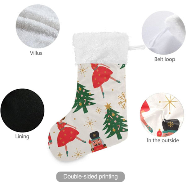 Julklapp, Personliga Julklappsstrumpor 2-pack Julgran med Ballerina Nötknäppare 45,7 cm Julstrumpor Hängande Ornament Ka