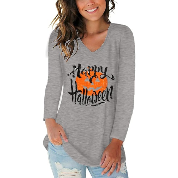 Women's Long Sleeve V-Neck Shirts Loose Casual Tee T-Shirt with Pocket