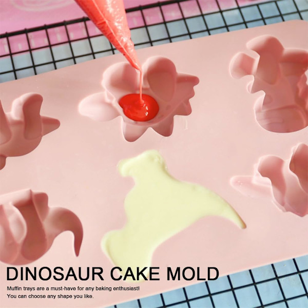 Dinosaur kageform (6 hulrum) - Silikoneform til kager, buddinger og chokolader