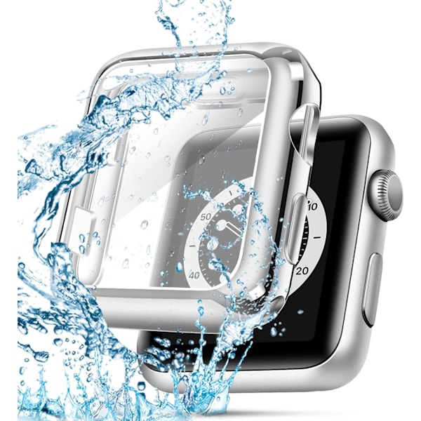 TPU Lettvekts 42mm Iwatch Deksel Allsidig Beskyttende Skjermbeskytter Kompatibel med Apple Watch Series 3 Series 2 Series 1, Sølv Deksel & Gull Deksel