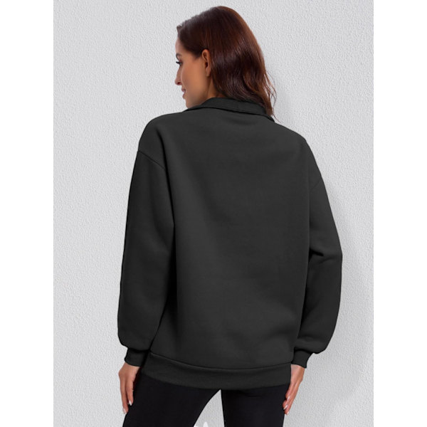 Oversized Half Zip Sweatshirt til kvinder - Casual Pullover-L