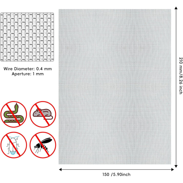 304 rustfritt stål vevd trådnett - gnager- og insektnettpaneler