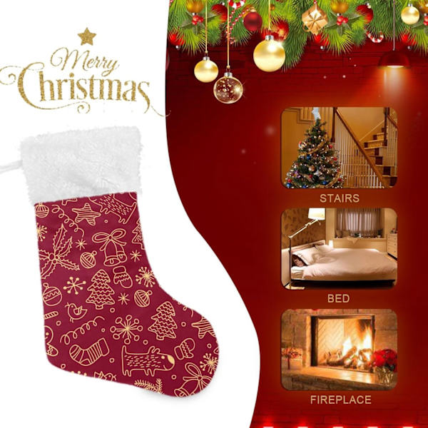 Julklapp, personliga julklappsstrumpor 2-pack Söt jul-doodle 45,7 cm Julstrumpor Hängande prydnad för eldstad för träd