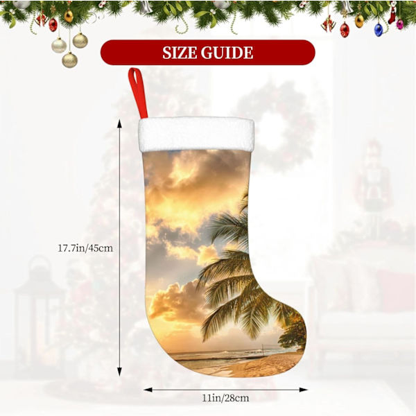 Solnedgång Hawaii Palmträd Julstrumpor, Julstrumpa Julgran Hängande Ornament För Julhelgen Julgåva Sonnenuntergang Haw