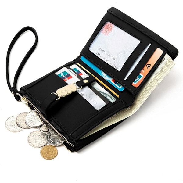 Kvinners Lommebøker Liten Rfid Bifold Wristlet, Dame Lommebøker for Kort