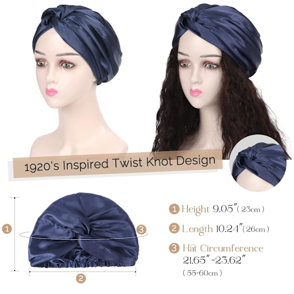 Satin Bonnet Silkes Bonnet Sovmössa för kvinnor Hårvård