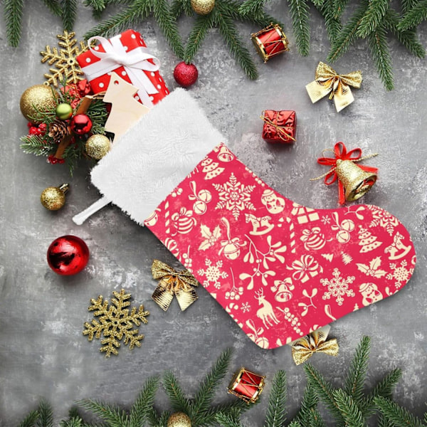Julklapp, personliga julklappsstrumpor 2-pack Jul Guld Klockor Snöflingor 45,7 cm Julstrumpor Hängande Ornament K