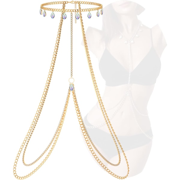 Rhinestone Body Chains Smycken för kvinnor och tjejer Sexiga