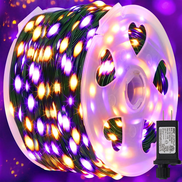 Extra långa 328FT Halloween-lampor, 1000 LED utomhus ljusslingor, gröna PVC koppartråds julbelysning, plug in 8 lägen & vattentät för