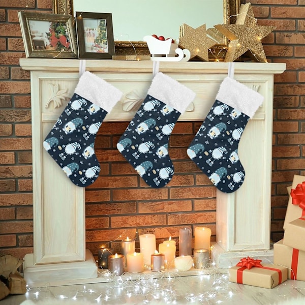 Julklapp, personliga julklappsstrumpor 2-pack Snöflinga 45,7 cm Julstrumpor Hängande Ornament Kamin för träddekoration 17,7