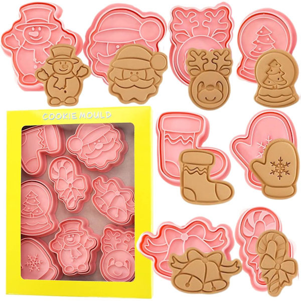 Jul Cookie Cutter Set - 8 Plast Kakformar