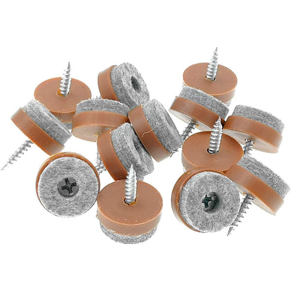 Møbelglidepads i filt - 40 stk for stol, bord, sofabein (Φ20mm, brun)
